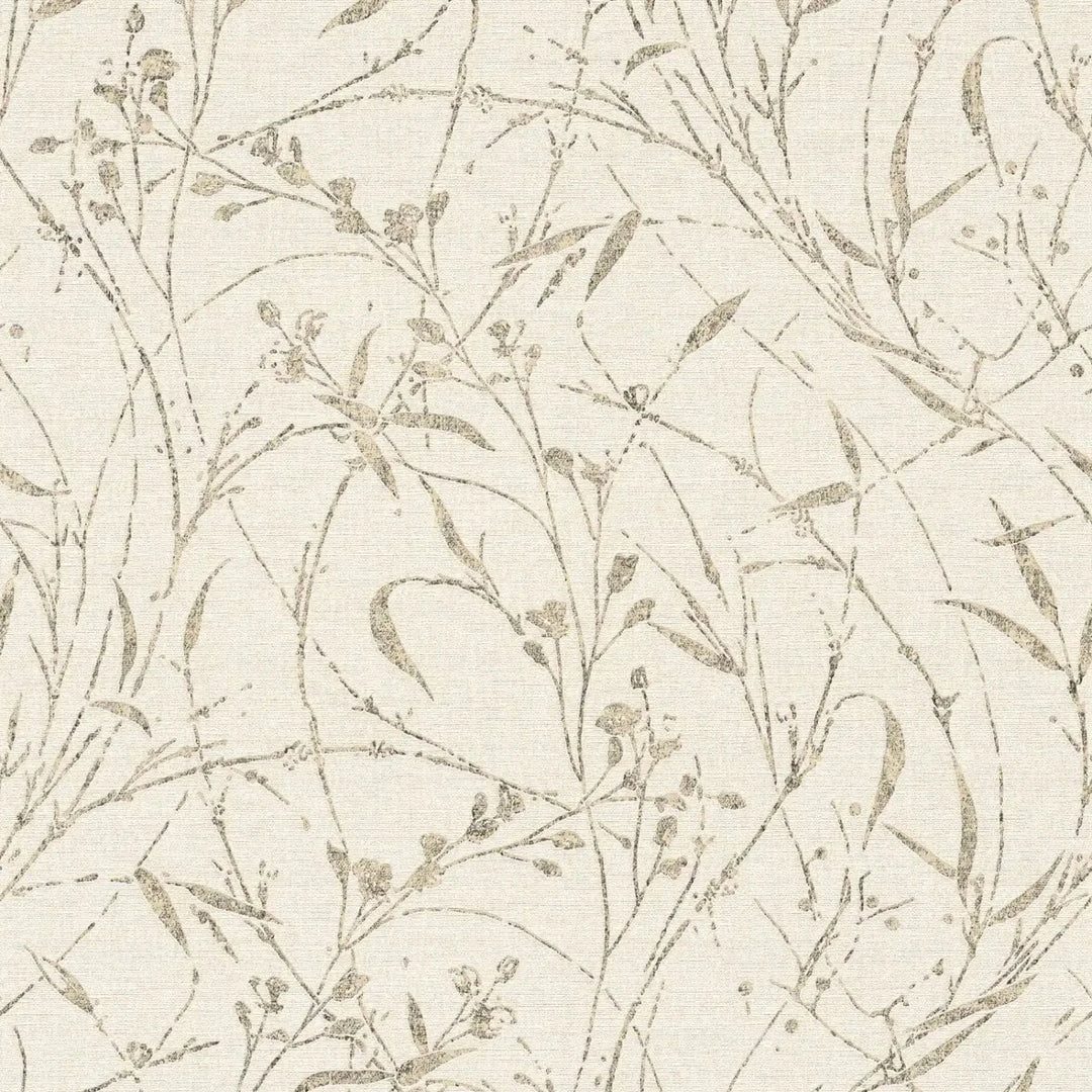 Tapetes ar elegantu augu un lapu dizainu - krēmkrāsa - 3007031 AS Creation