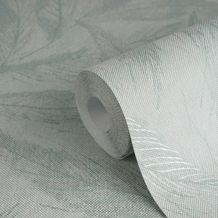 Zaļas tapetes ar filigrānām spalvām (3010665) AS Creation