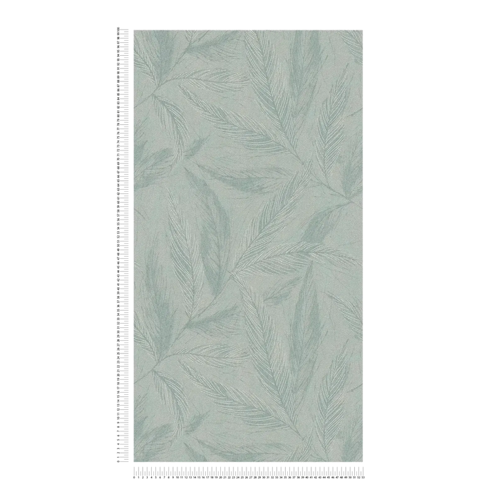 Zaļas tapetes ar filigrānām spalvām (3010665) AS Creation