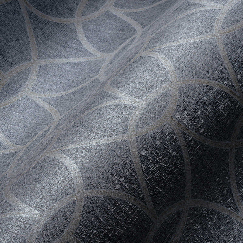 Tapetes ar ģeometrisko dizainu zilgani pelēka krāsā, 1335534 AS Creation
