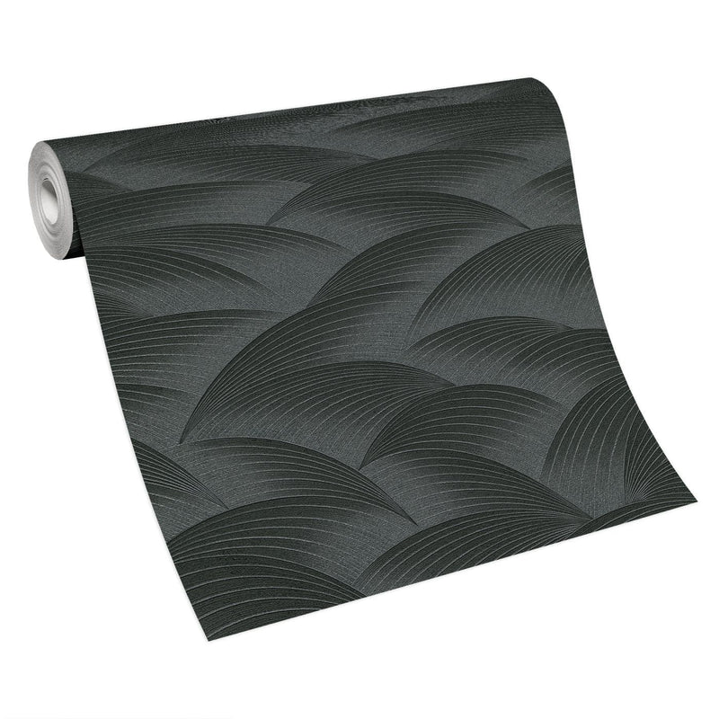 Tapetes ar ģeometrisko rakstu: viļņi melnā krāsā, Erismann, 3751637 Erismann