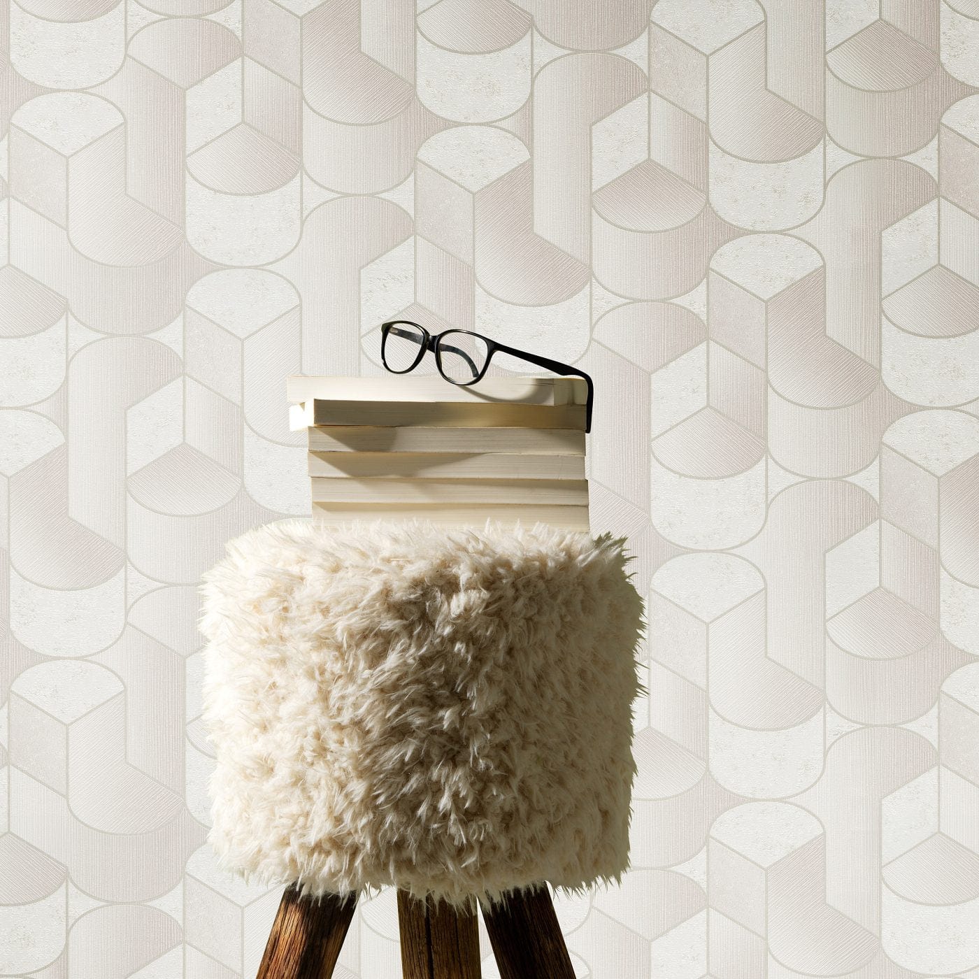 Tapetes ar ģeometrisku rakstu Art Deco stilā, krēmkrāsā - 3754145 Erismann