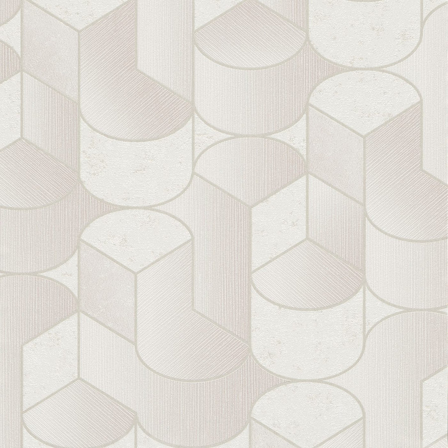 Tapetes ar ģeometrisku rakstu Art Deco stilā, krēmkrāsā - 3754145 Erismann