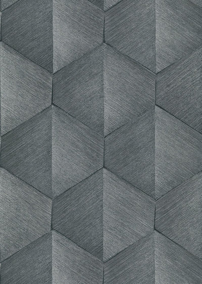 Wallpaper with graphic 3D pattern in dark grey, Erismann, 3751322 RASCH