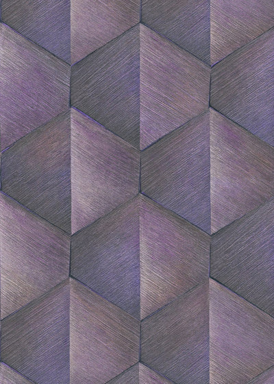 Tapetes ar grafisku 3D rakstu violetā krāsā, Erismann, 3751365 RASCH