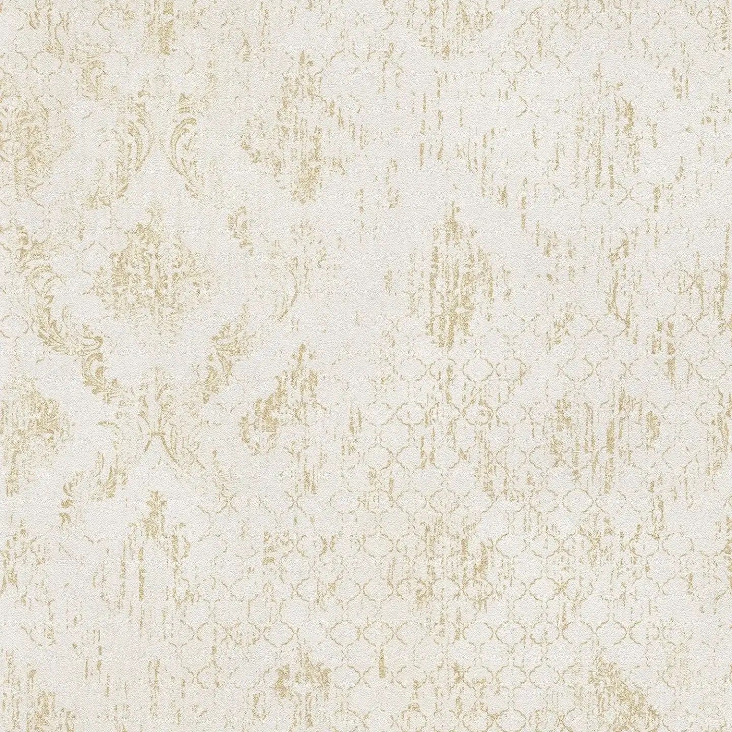 Tapetes ar ornamentu un mirdzošiem akcentiem, krēmkrāsā, zeltā, 786722 AS Creation