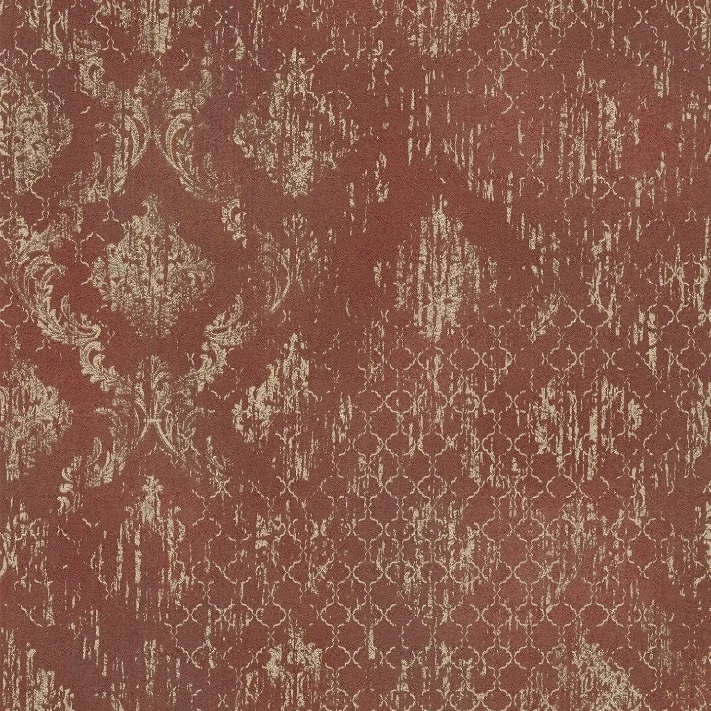 Tapetes ar ornamentu un mirdzošiem akcentiem - sarkanā, zeltā - 786723 AS Creation