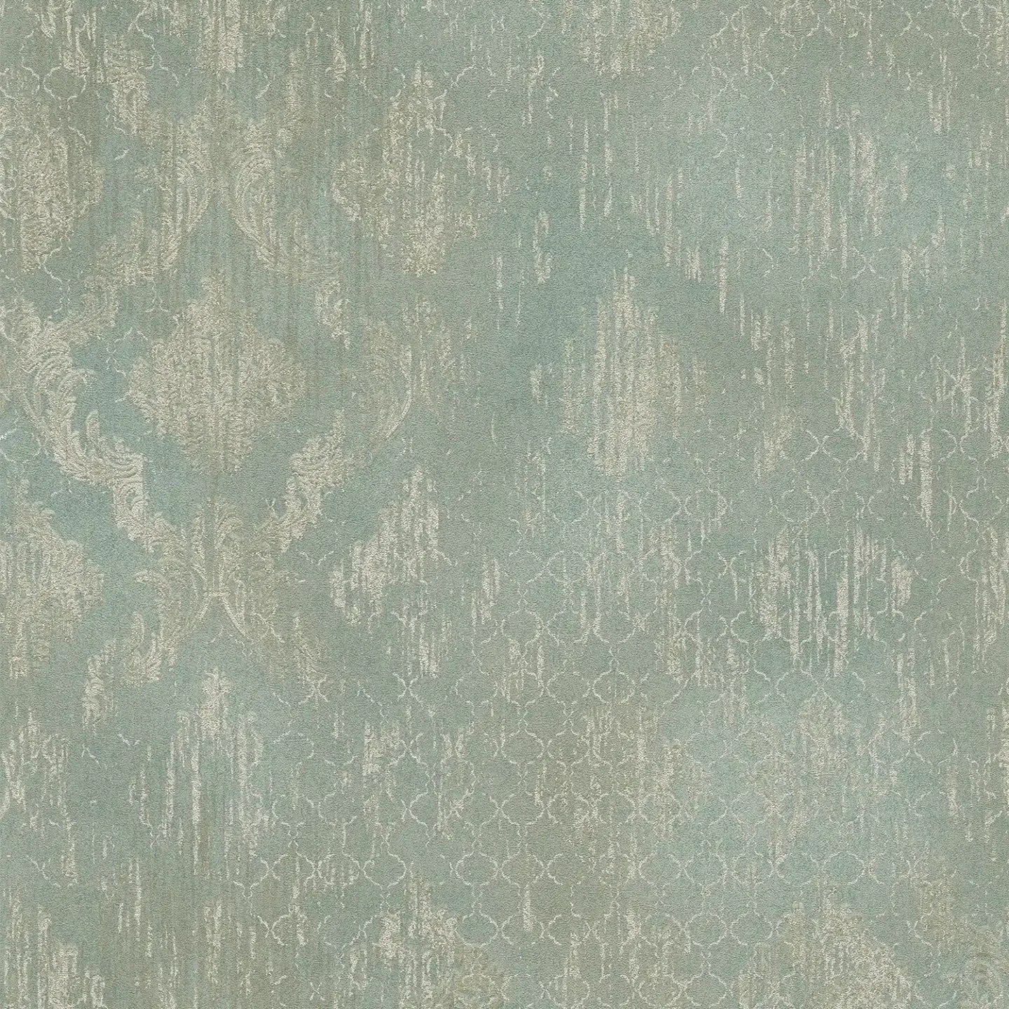 Tapetes ar ornamentu un mirdzošiem akcentiem - zaļā, zeltā - 786725 AS Creation