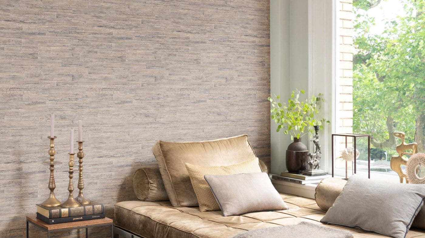 Tapetes guļamistabai ar koka dēlīšiem brūnā krāsā, RASCH, 537031 RASCH