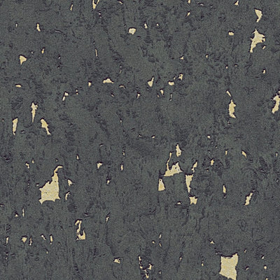 Tapetes ar korķa izskatu un metālisku efektu, melnā un zeltā krāsā,  1332207 AS Creation