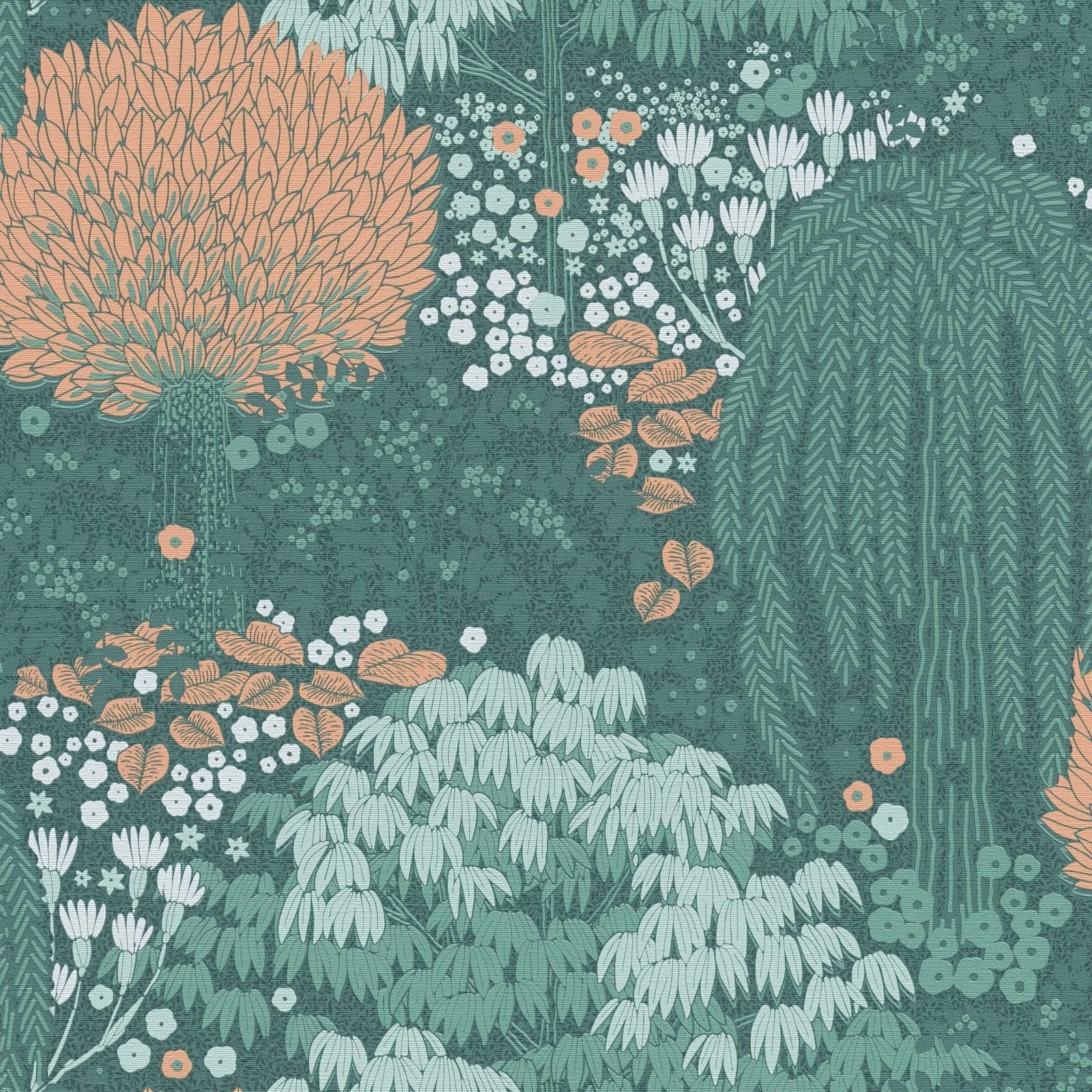 Tapetes ar lapām ar smalku tekstūr: tirkīza, zila, zaļa, 393503 AS Creation