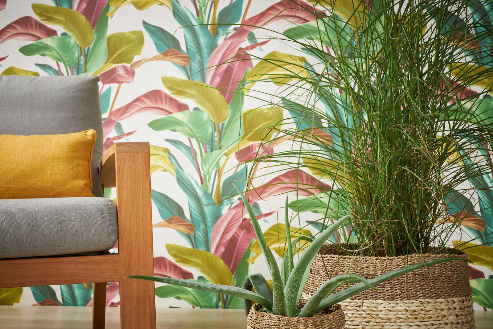 Tapetes ar lapu dizainu spilgtās krāsās, AS Creation 378621 AS Creation