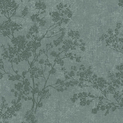 Tapetes ar lapu rakstu, lina faktūra - zaļā krāsā, 1332325 AS Creation