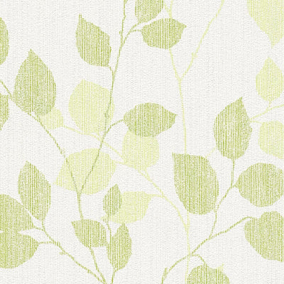 Tapetes ar lapu rakstu pavasara krāsās - zaļā, baltā, 1246735 AS Creation