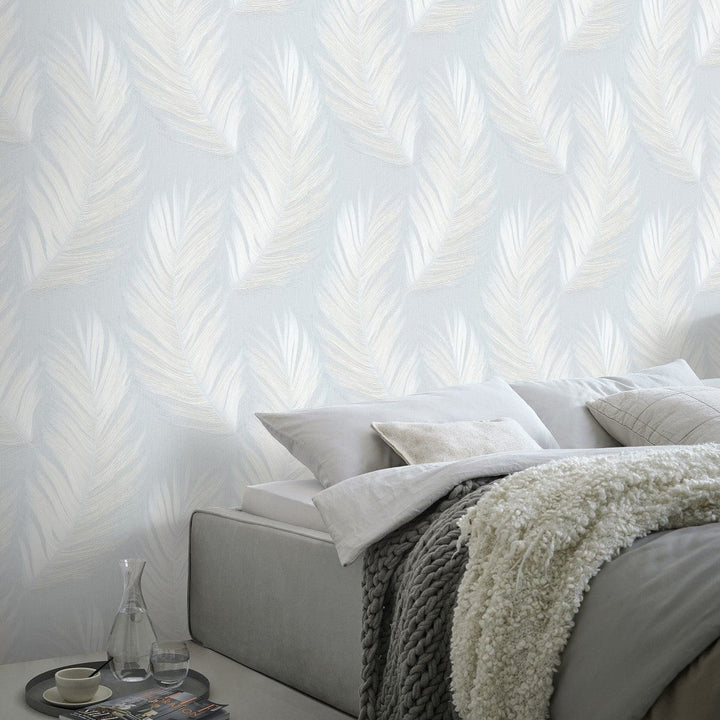 ERISMANN tapetes 4005773: Lielas lapas, zila/balta Erismann