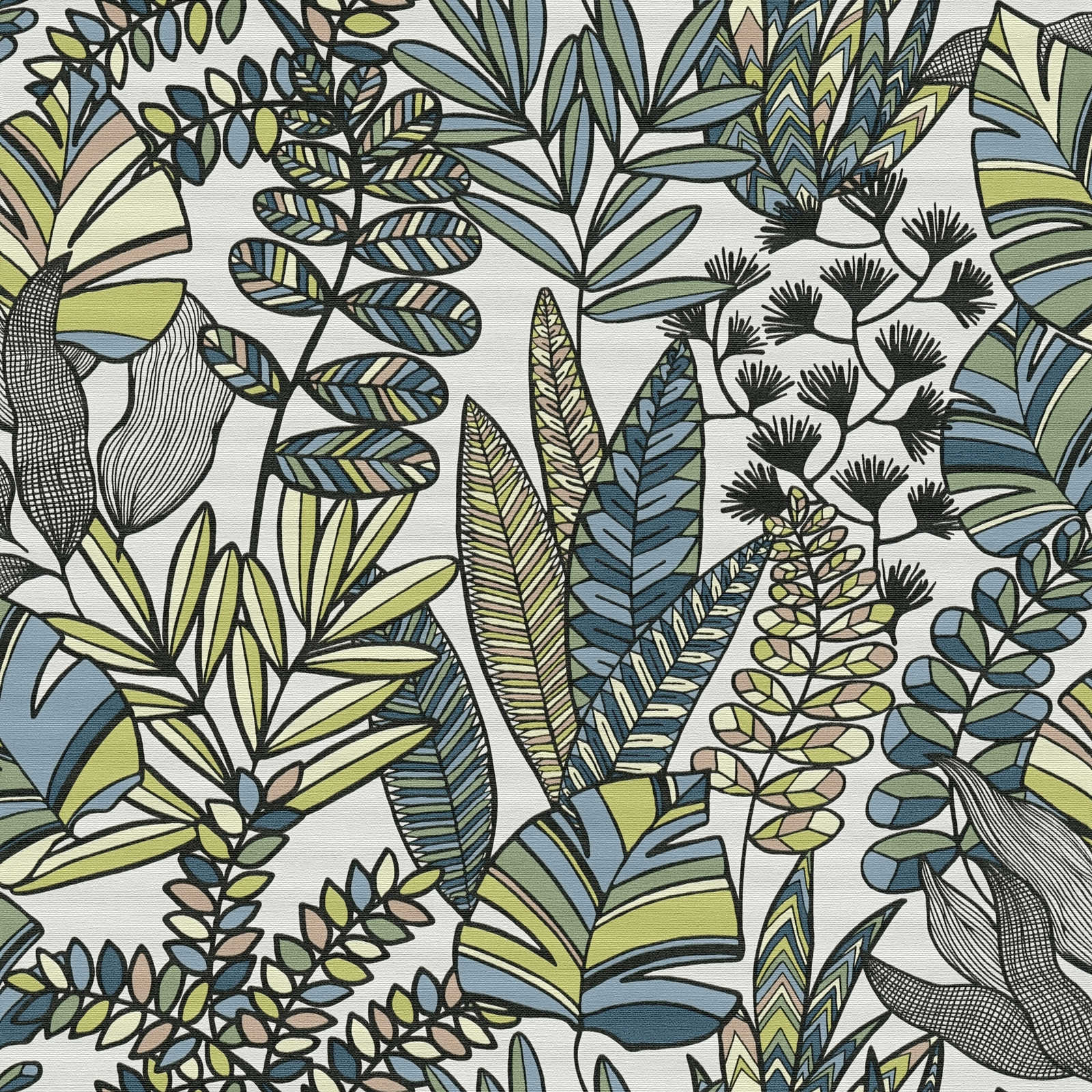 Akcenta tapetes guļamistsbai ar lielām lapām spilgtās krāsās, 1373447 AS Creation