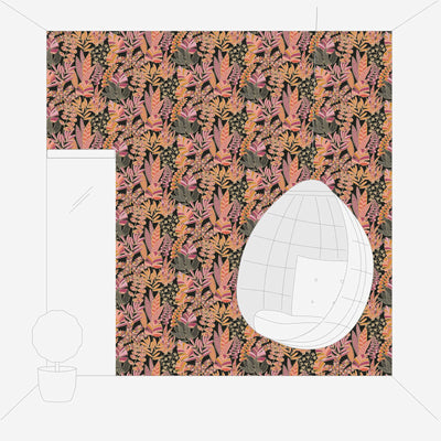 Tapetes ar lielām lapām uzkrītošās krāsās , 1373451 AS Creation