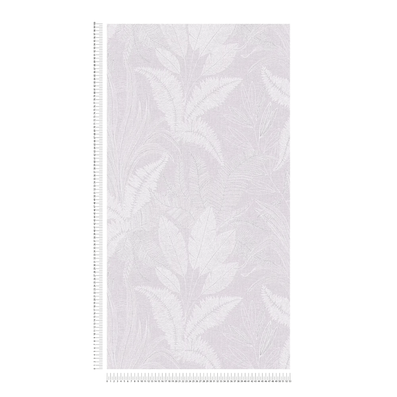 Suur lehtede mustriga kergelt tekstureeritud tapeet helelillas, 1406400 AS Creation