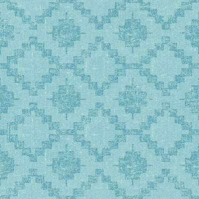 Tapetes ar lina izskatu un etno auduma rakstu - zilā krāsā AS Creation