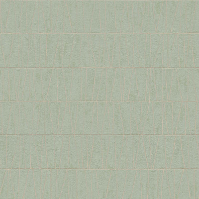 Tapetes ar līnijām un ģeometrisko mozaīku - zaļa, zelta krāsā, 1403465 AS Creation