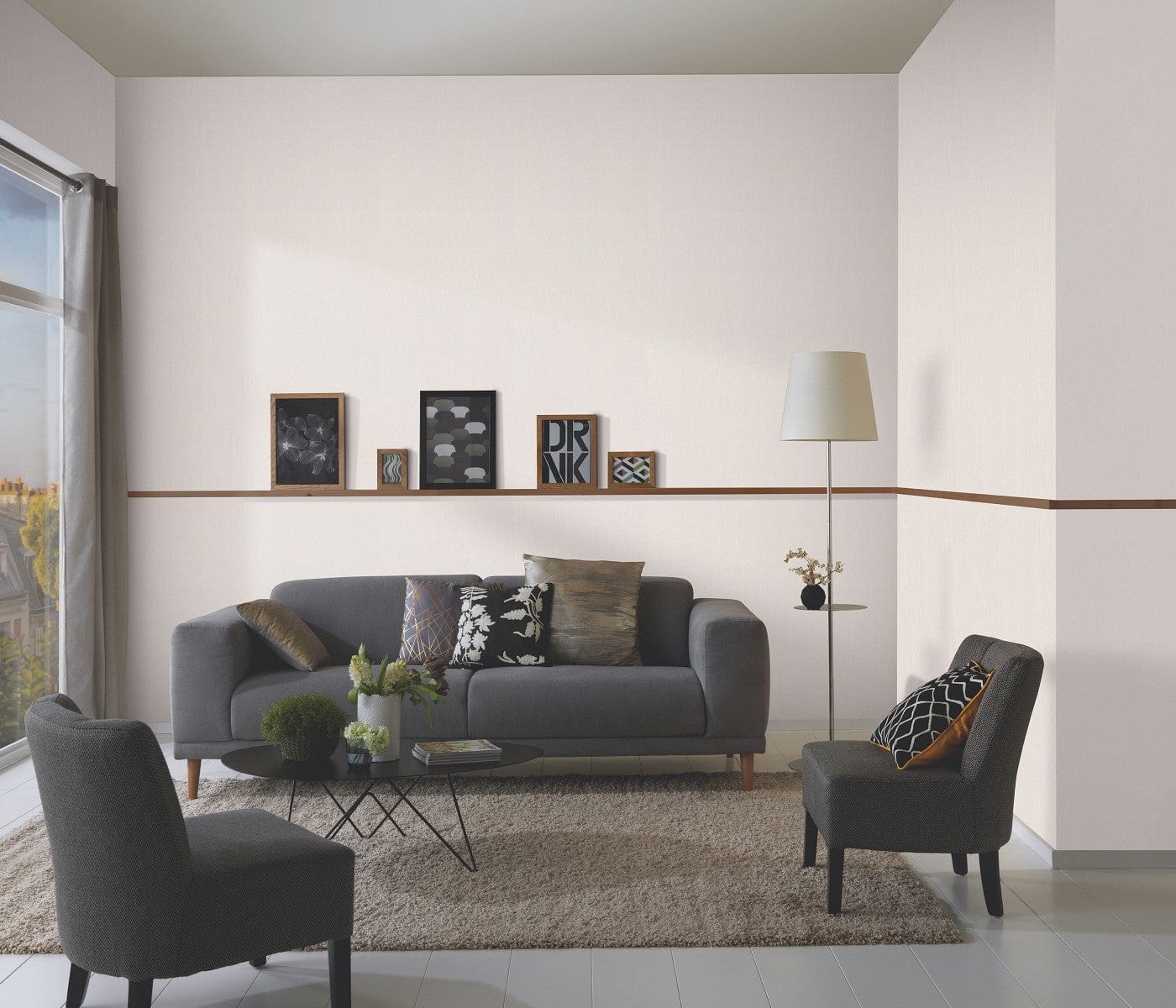 Tapetes ar līniju tekstūru krēmkrāsā ar mirdzuma efektu, 1028138 Erismann