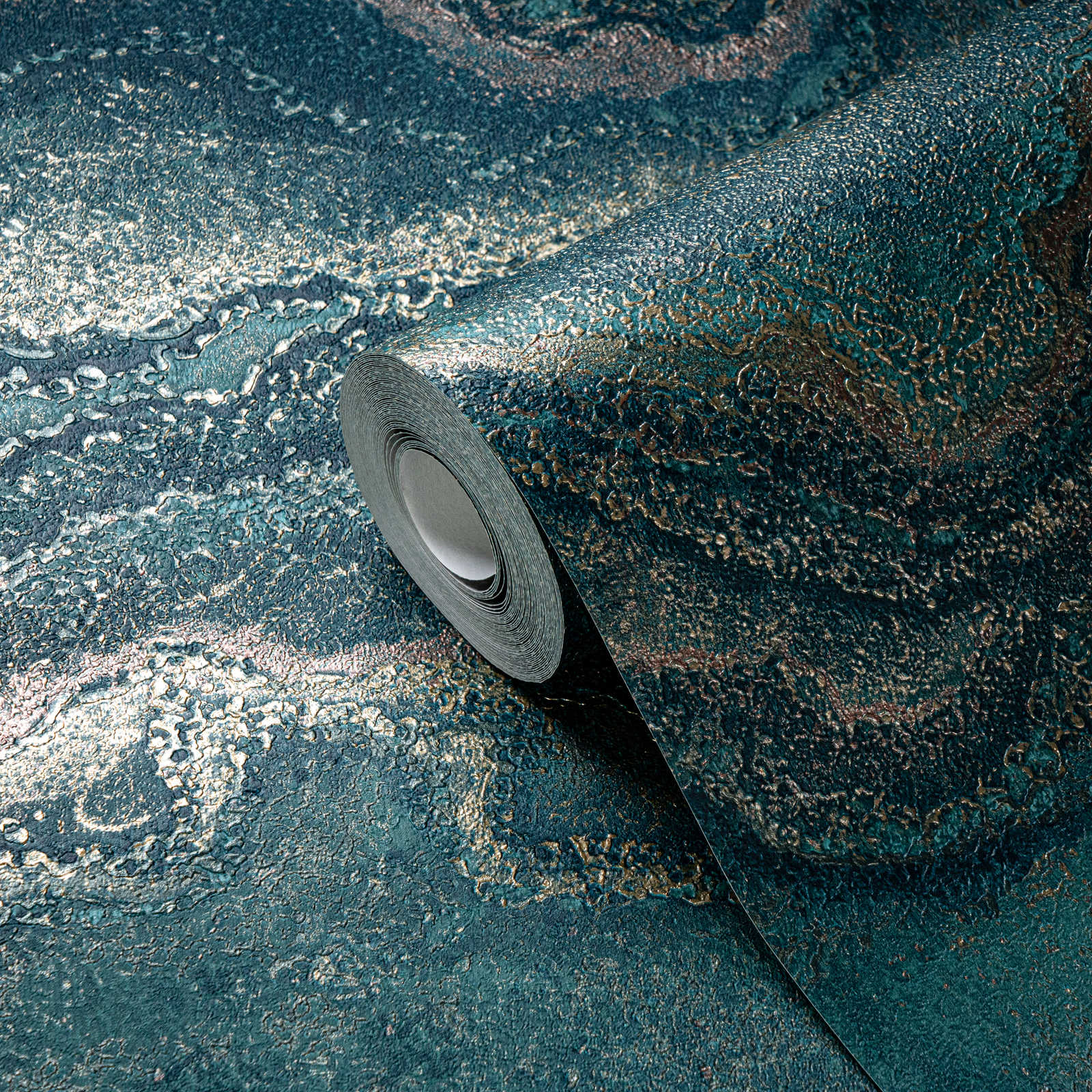 Skaistas tapetes ar marmora rakstu - zaļā, zelta krāsā, 396593 AS Creation