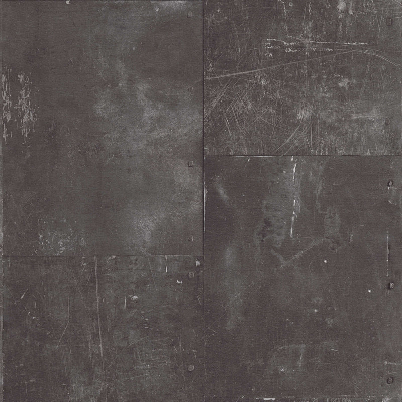 Tapetes ar metāla un dzelzs loksnes izskatu - melnā krāsā, 3527267 AS Creation