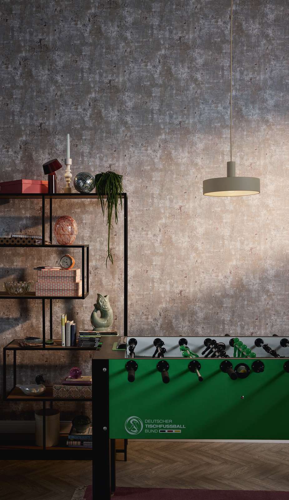 Teksturētas tapetes ar metāliskiem akcentiem - pelēka, zila, bronza AS Creation