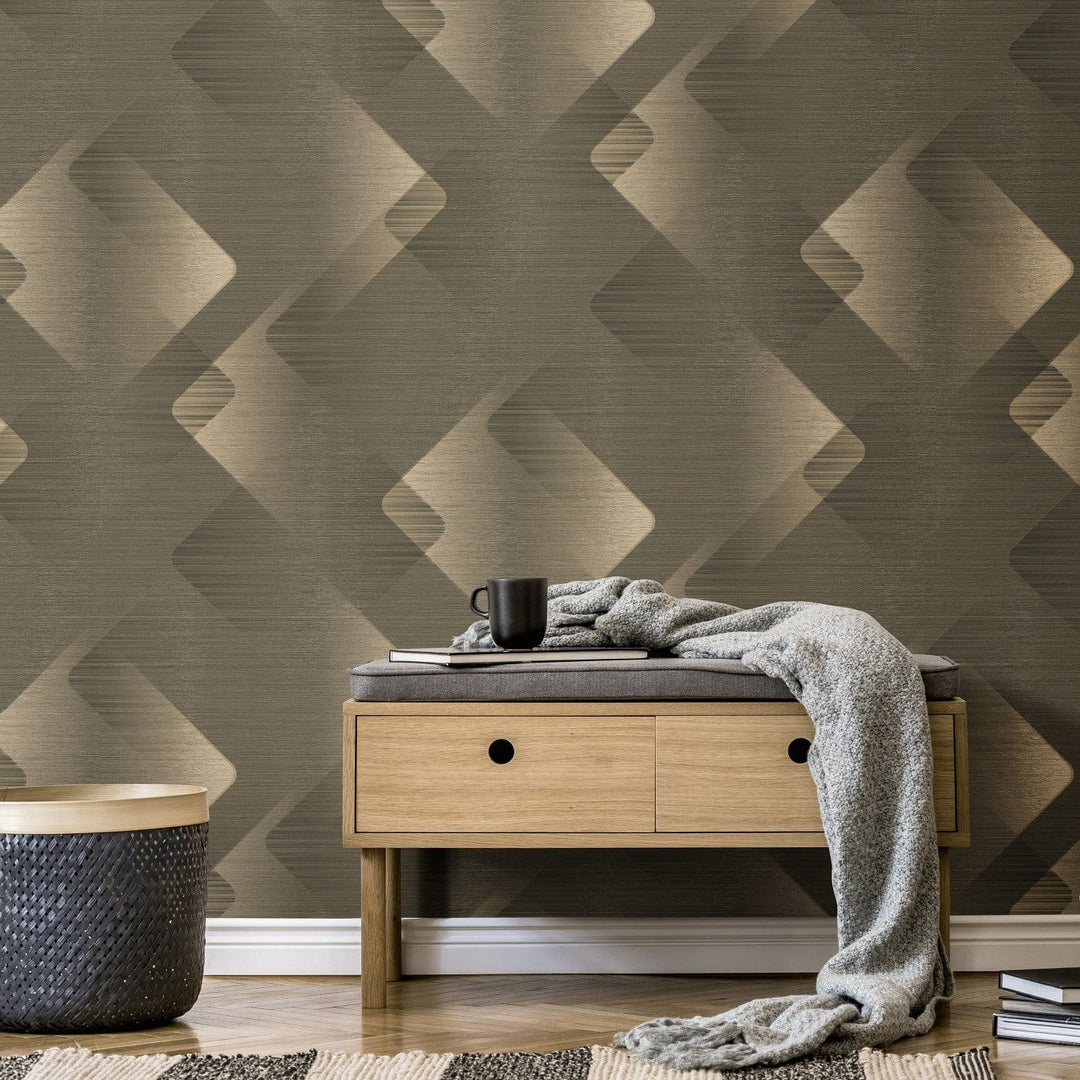 Tapetes 3776553: Smalkas līnijas, brūna/zelts Erismann