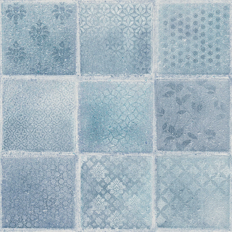 Tapetes ar mozaīkas un flīžu izskatu - zilā krāsā, 1332172 AS Creation