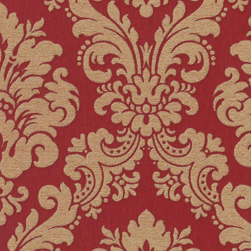 Tapetes ar ornamentu baroka stilā: sarkana, bēša, zelta, RASCH, 2132254 AS Creation