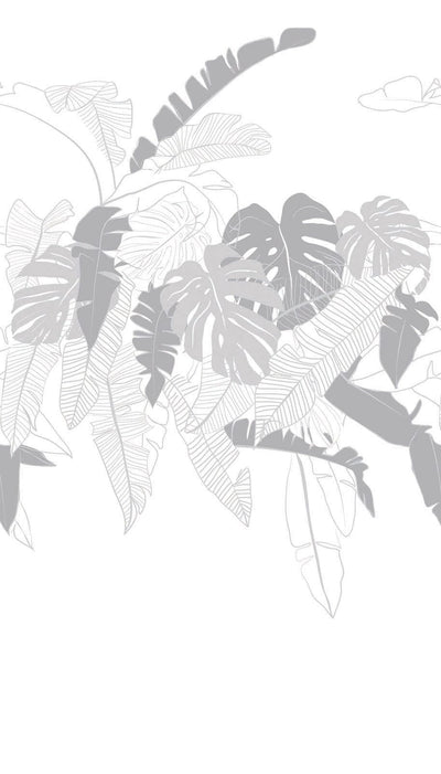 Tapetes ar palmu lapām baltā, pelēkā krāsā, 1367755, 1.59 m x 2.80 m (raksts) AS Creation