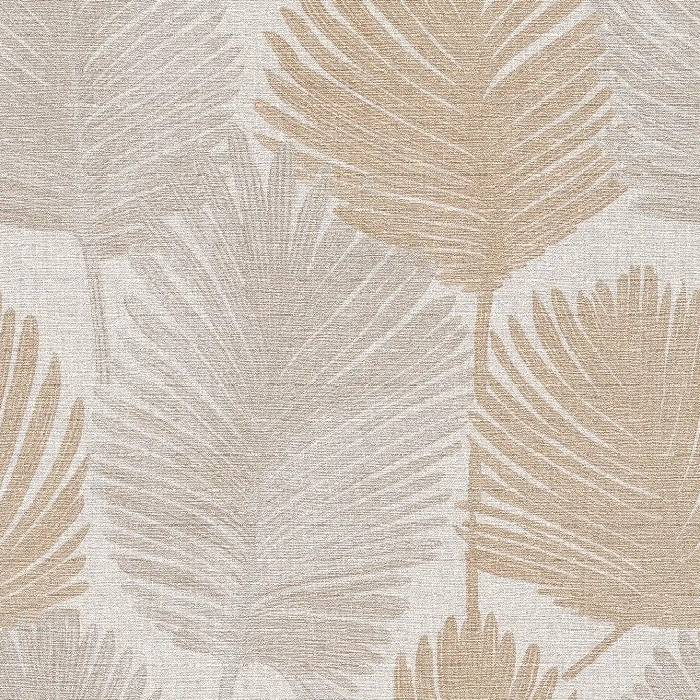 Tapetes ar  palmu lapu dizainu un smalku faktūru - pelēka, bēša - 786731 AS Creation