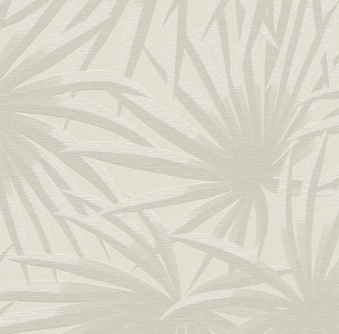 Tapetes ar palmu lapu rakstu maigās krāsās – taupe krāsā - 393381 AS Creation