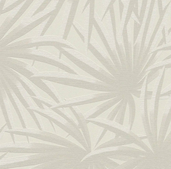 Tapetes ar palmu lapu rakstu maigās krāsās – taupe krāsā - 393381 AS Creation