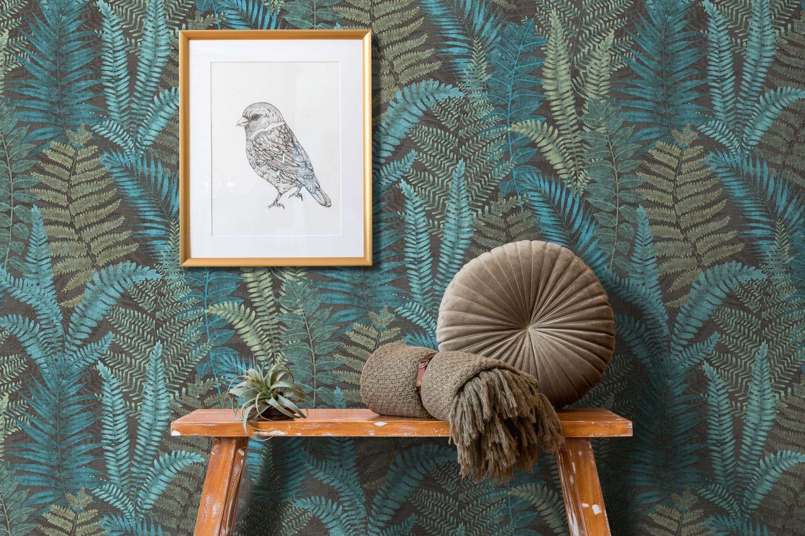 Tapetes ar papardes lapām, matētas: tirkīza, zaļa, zila, 393473 AS Creation