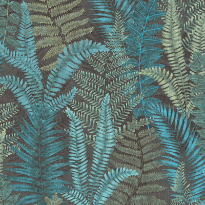 Tapetes ar papardes lapām, matētas: tirkīza, zaļa, zila, 1400401 AS Creation