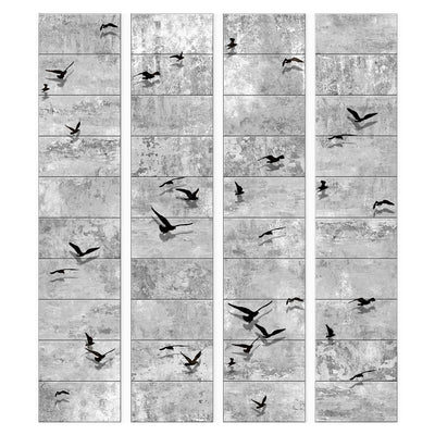Tapetes ar putnu siluetiem uz pelēka betona fona, 89667 G ART