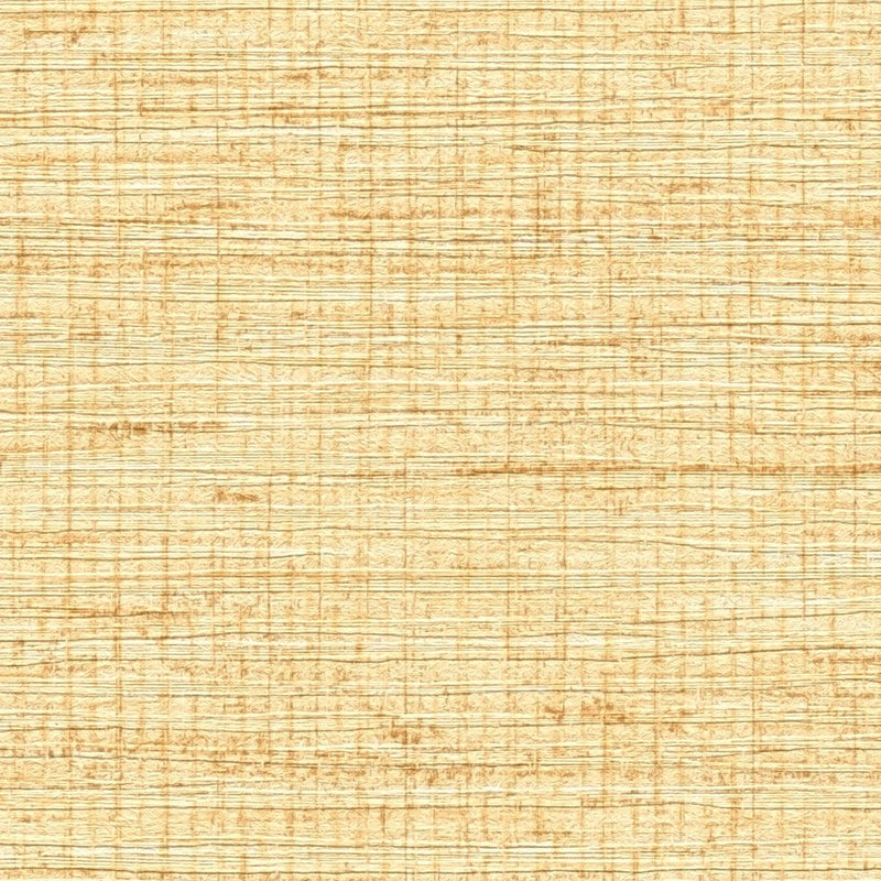 Tapetes ar rafijas rakstu un auduma izskatu dzeltenā krāsā, 1360372 AS Creation