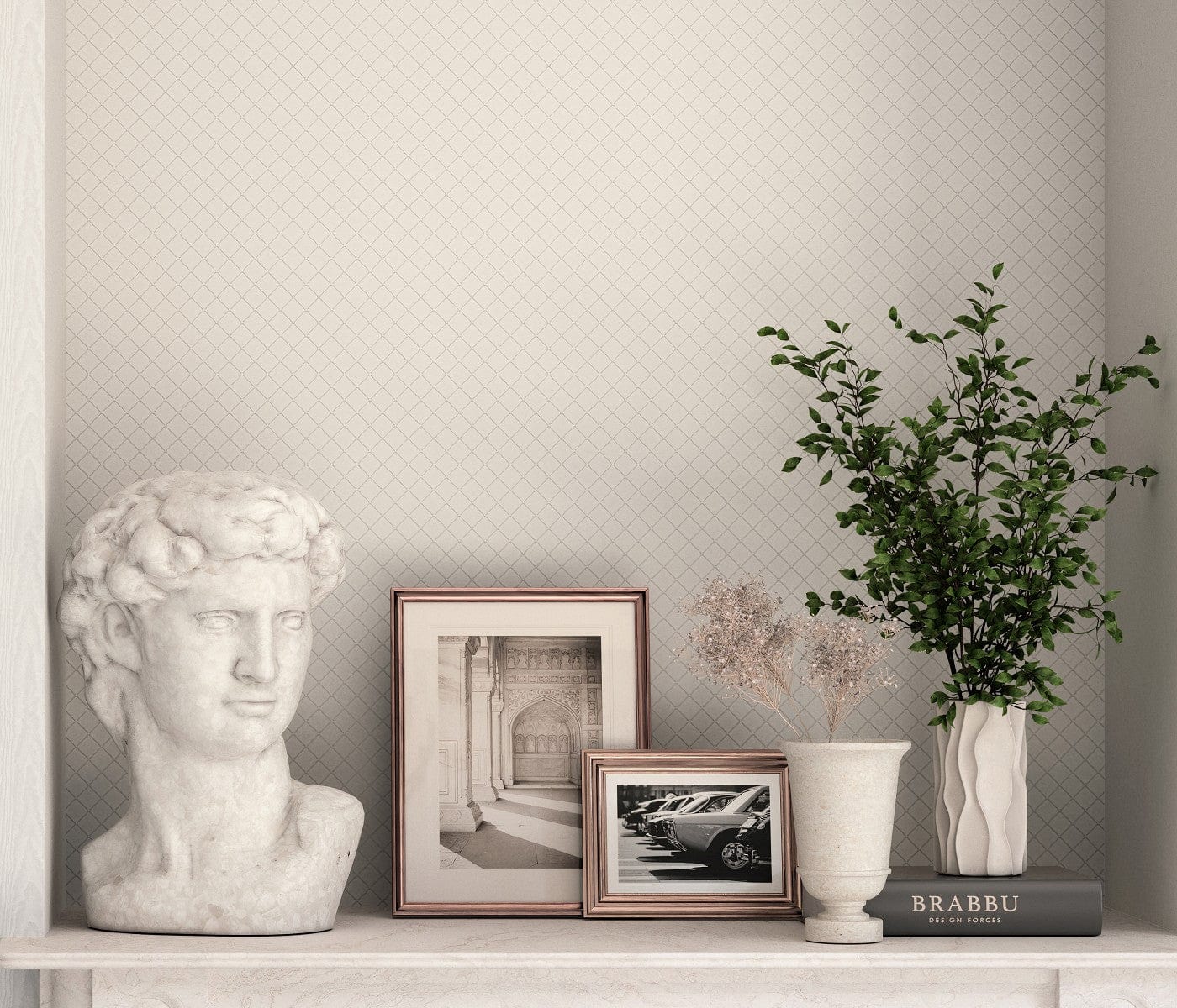 Tapetes ar rakstu, kas atgādina stepētu polsterējumu, pelēkā, 1028931 Erismann