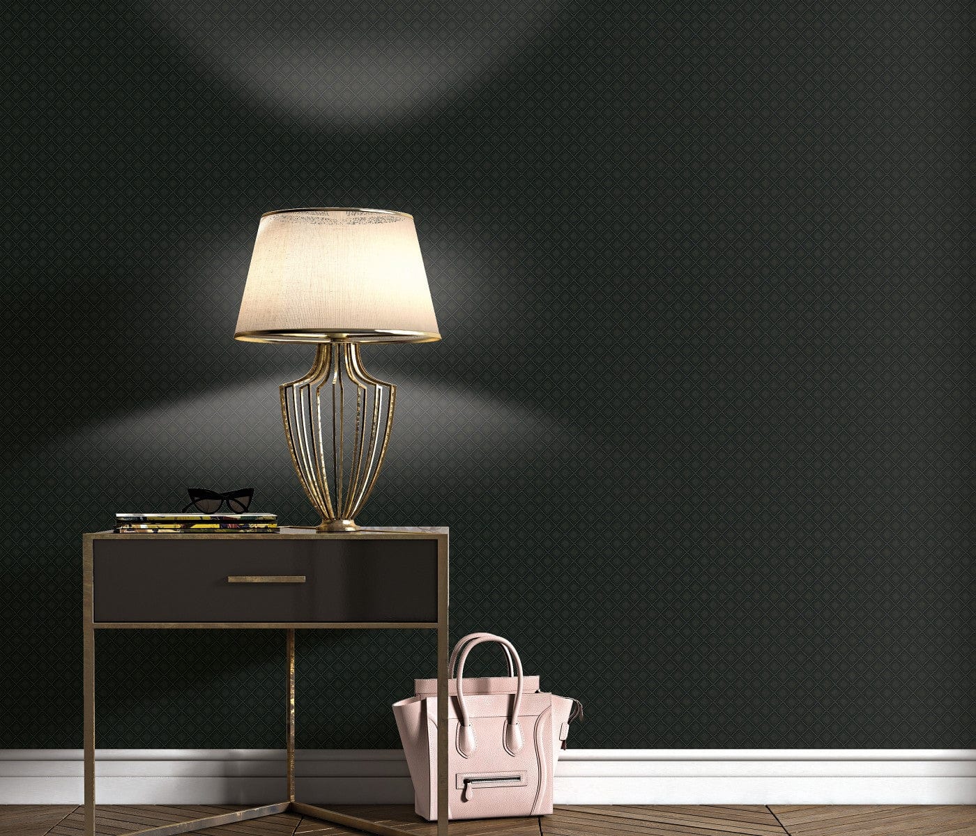 Tapetes ar rakstu, kas atgādina stepētu polsterējumu, melnā, 1028915 Erismann