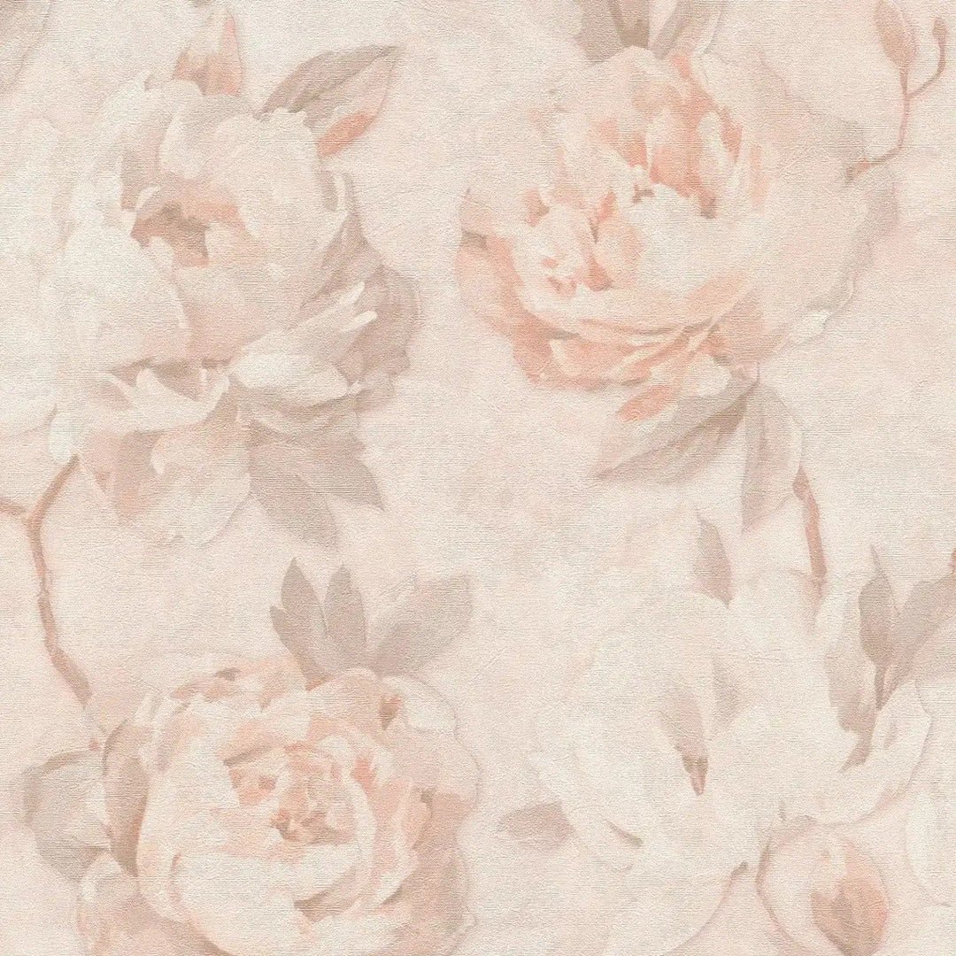 Tapetes ar romantiskiem ziediem - krēmkrāsa, roza, 3012170 AS Creation