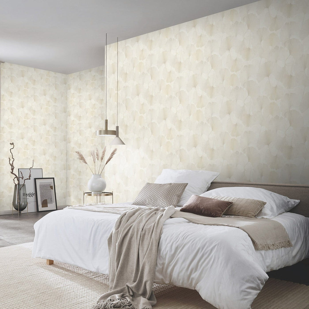 ERISMANN tapetes 3774746: Ginkgo lapas, krēmkrāsa Erismann