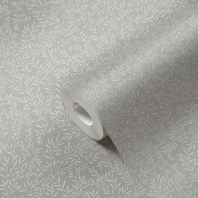 Country wallpaper with delicate leaves: grey - 1373116 AS Creation