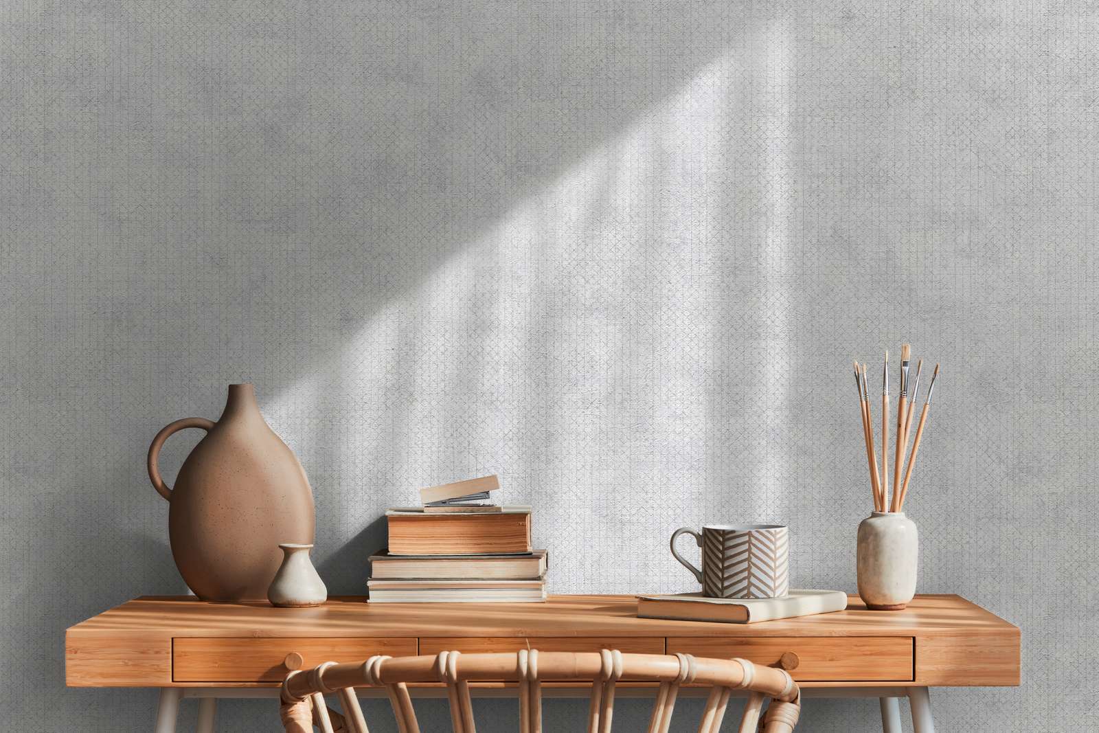 Tapetes ar smalko ģeometrisku rakstu gaiši pelēkā krāsā, 388261 AS Creation