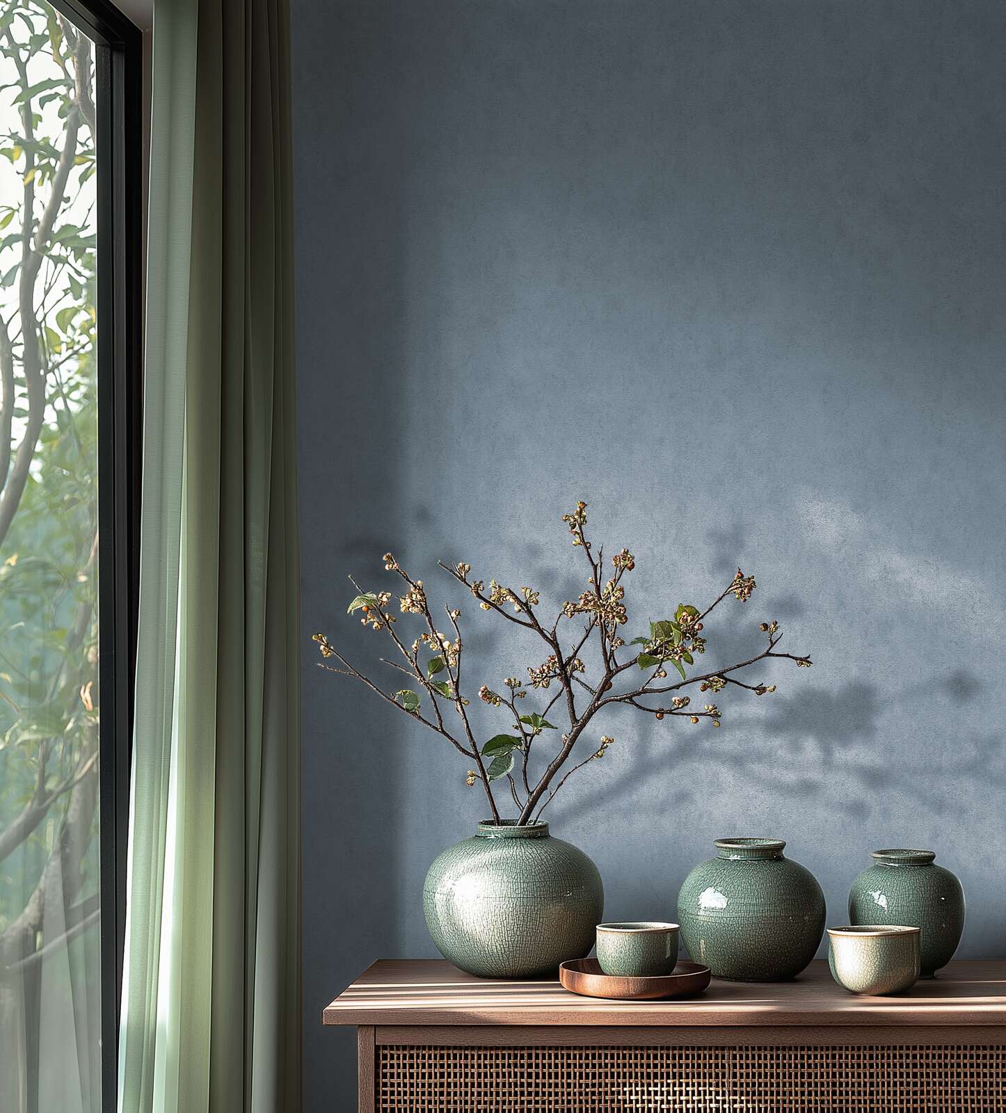 Tapetes ar smalku faktūru, nedaudz spīdīgas - zilos toņos - 782274 AS Creation