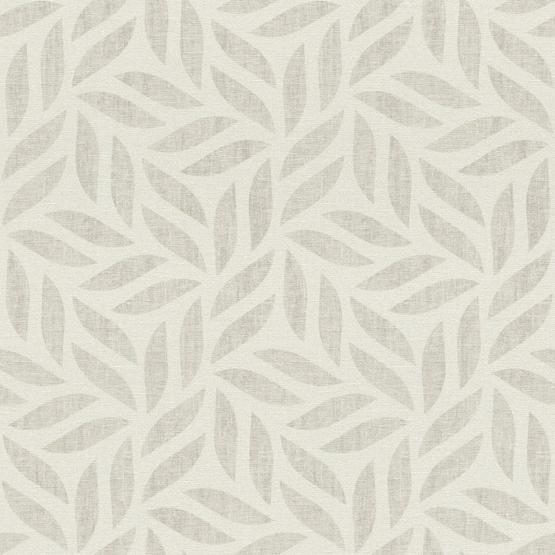 Tapetes ar stilizētam lapām un tekstila faktūru, pelēka, 2540167 RASCH