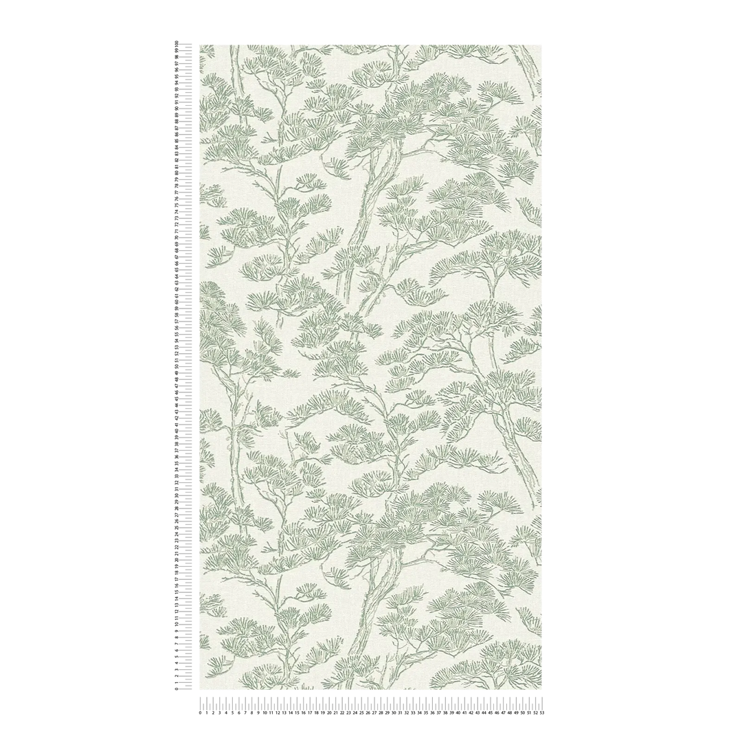 Tapetes ar stilizētu priežu motīvu, zaļa, balta - 3006775 AS Creation