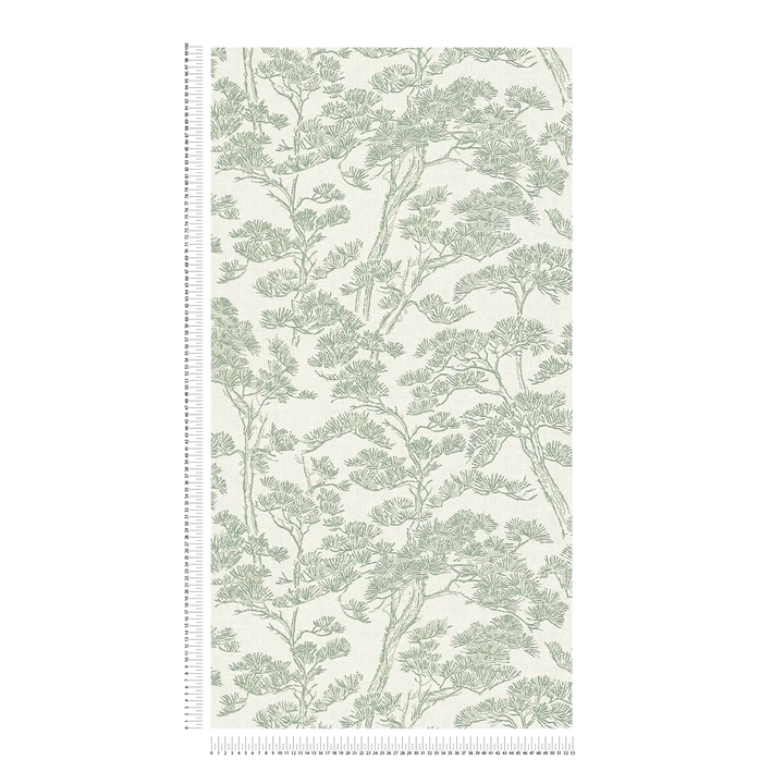 Tapetes ar stilizētu priežu motīvu, zaļa, balta - 3006775 AS Creation