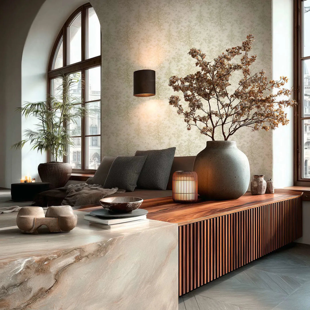 Tapetes ar stilizētu, teksturētu meža motīvu, krēmkrāsa, zaļa, 3012704 AS Creation